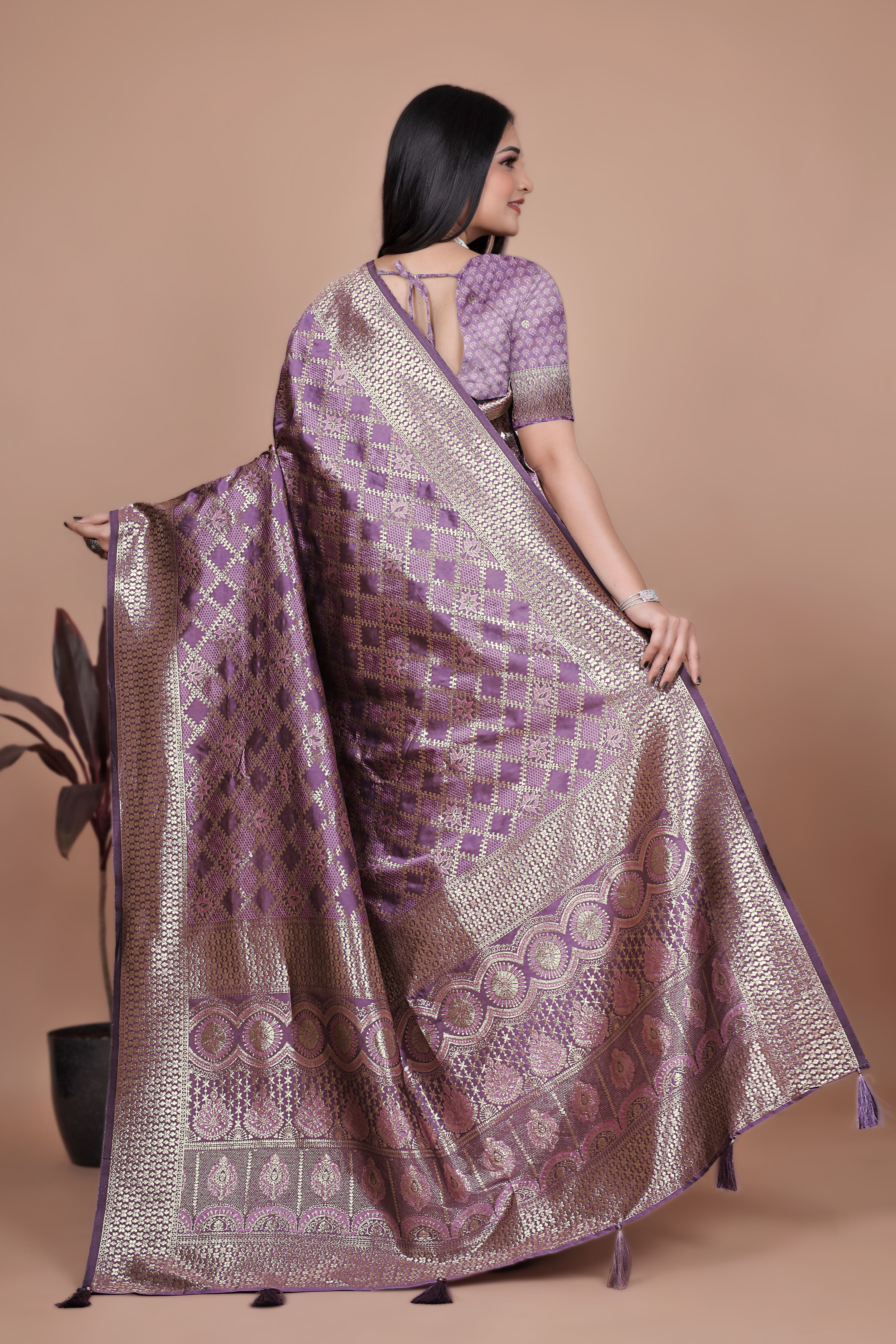 Banarasi Silk Saree with Golden Zari Elegance with 4 color ✨💚